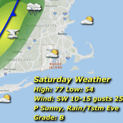 Weather forecast map for Saturday, New England.