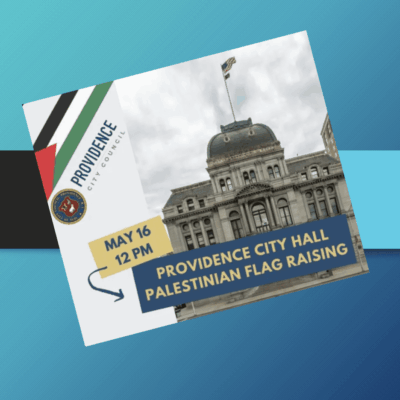 Providence City Hall Palestinian flag event poster.