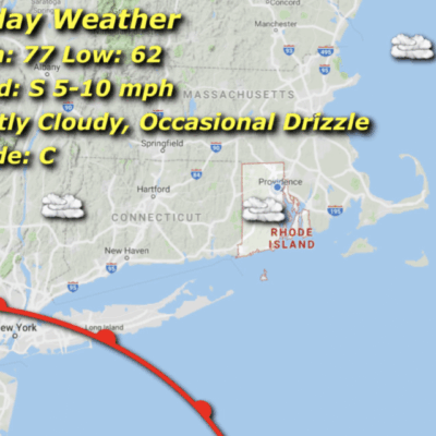 Map showing weather forecast for Friday.