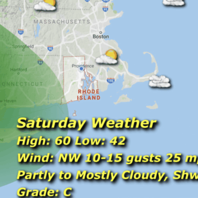 A map of the weather in rhode island.