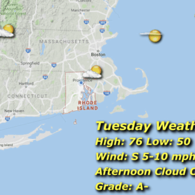 A map of the weather in rhode island.