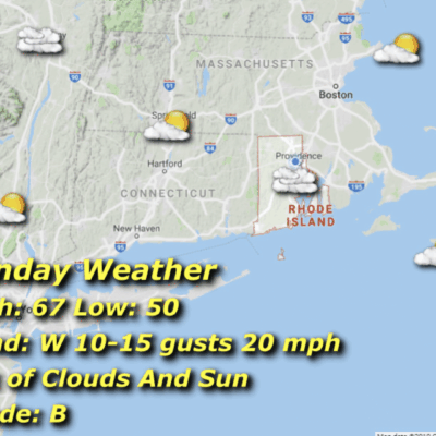 A map of the weather in rhode island.