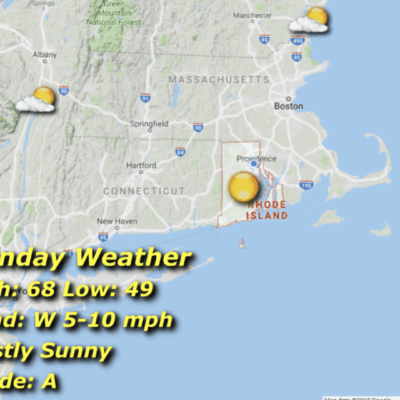 A map of the weather in rhode island.
