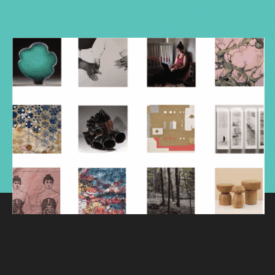 A collage of sixteen diverse artistic and photographic images arranged in a 4x4 grid.