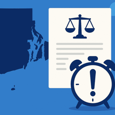 Legal document with a clock and alert symbol, highlighting time-sensitive law matters.