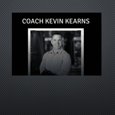 Black and white photo of Coach Kevin Kearns with his name above.
