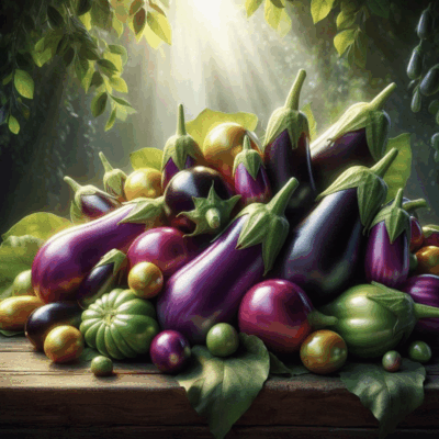 A vibrant still life of assorted vegetables with dramatic lighting.