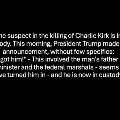 News report text about a suspect in the killing of Charlie Kirk.
