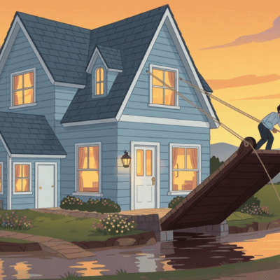 image of homeowners pulling up a drawbridge as more people value time at home over public activities, even chores
