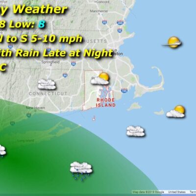 A map showing the current weather conditions in massachusetts.