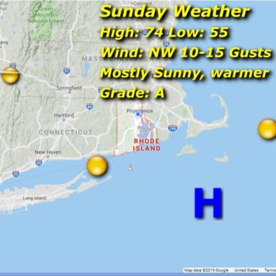 A map showing the weather in new hampshire.