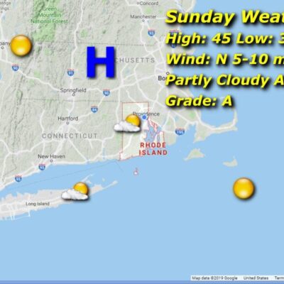 A map displaying the current weather conditions in New Hampshire