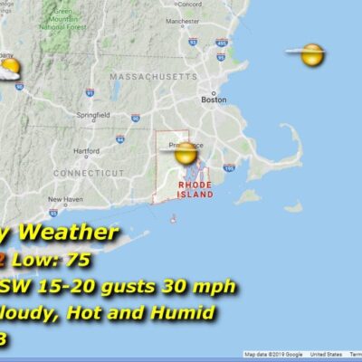 A map showing the weather in massachusetts.