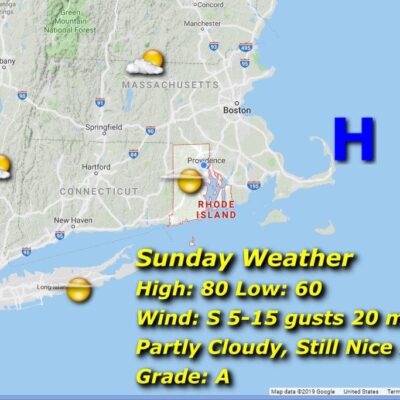 A map showing the weather in massachusetts.