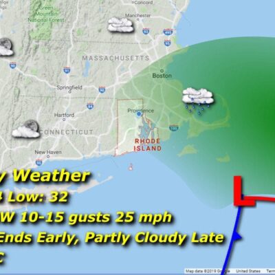A map showing the location of a storm.