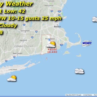 A map showing the weather in the area.
