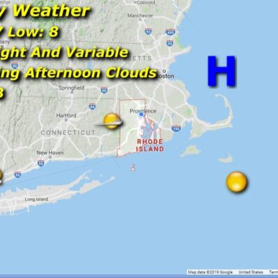 A map showing the weather for sunday.