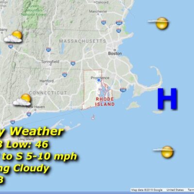 A map showing the weather in massachusetts.
