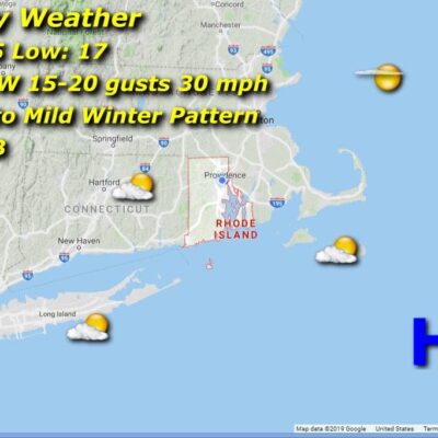 A weather map showing the weather in massachusetts.