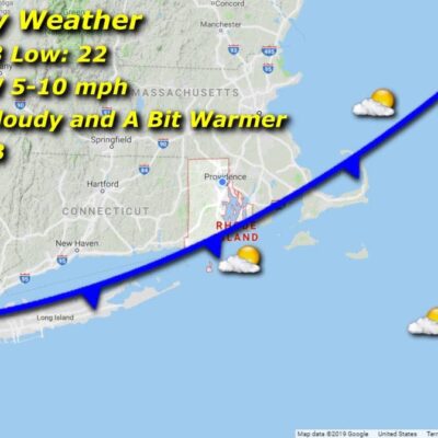 A map showing the sunday weather in new hampshire.