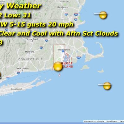A map showing the weather in new hampshire.