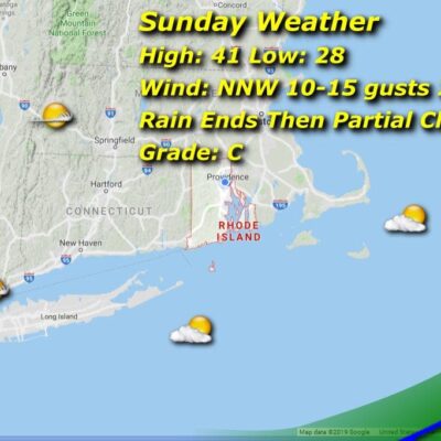 A map showing the weather in new hampshire.