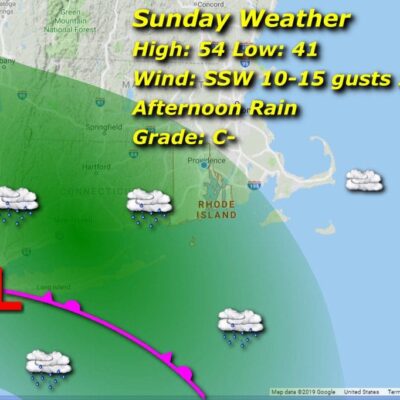 A map showing the location of the sunday weather.