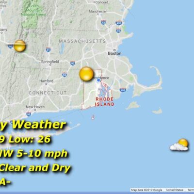 A map showing the weather in massachusetts.