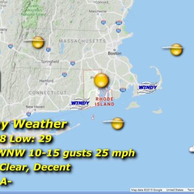 A map showing the weather in massachusetts.