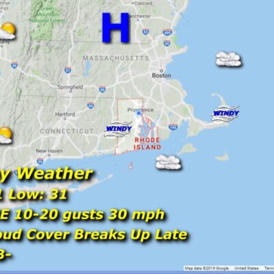 Monday weather map: high 41, low 31.