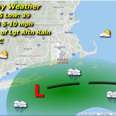 Monday weather forecast map: rain chance.