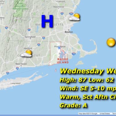 Wednesday weather map: High 87, Low 62.