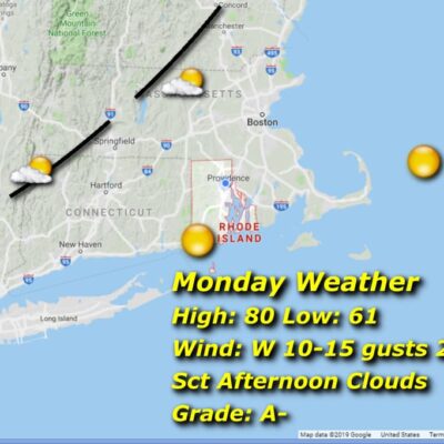 Monday weather map: high 80, low 61.