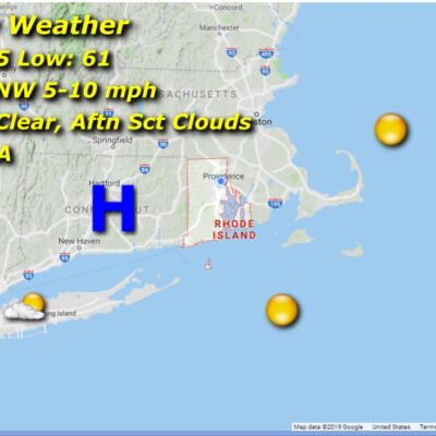 Friday weather map: mostly clear, 85/61.
