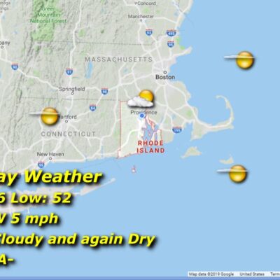 Tuesday weather map: partly cloudy, dry.