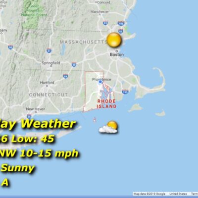 Tuesday weather map: mostly sunny, 66/45.