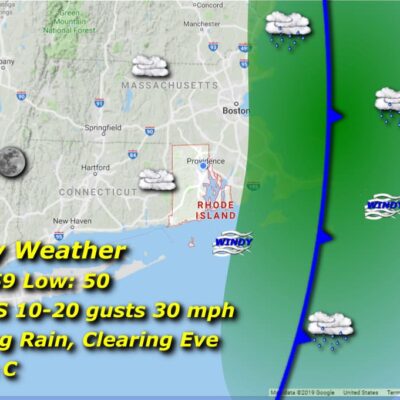 A map of the weather in rhode island.