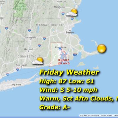 Friday weather map: 87 high, 61 low.