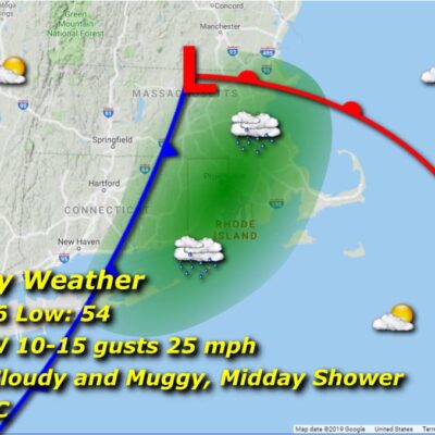 Weather map with Sunday forecast details.