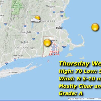 Thursday weather map: mostly clear and dry.