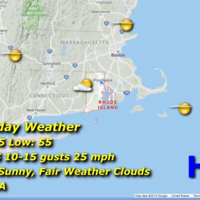 Thursday weather map: mostly sunny, 85/55.