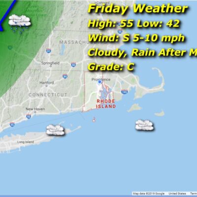 Friday weather: cloudy, rain after midnight.