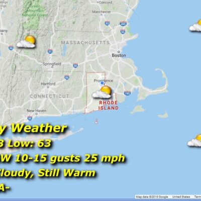 A map showing the weather in massachusetts.