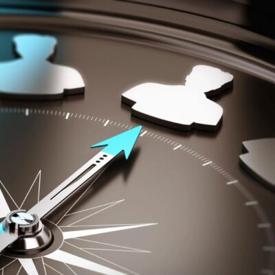 Compass pointing toward ideal candidate.