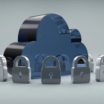 Cloud security: Padlocks protect data.