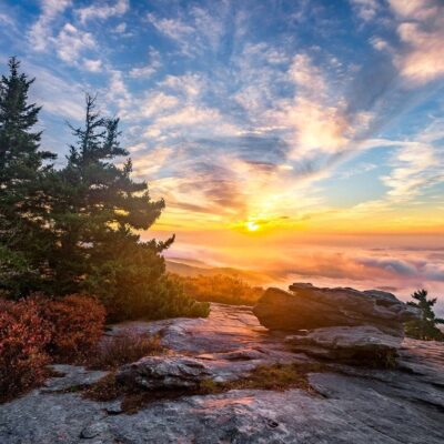 Sunrise over the great smoky mountains.