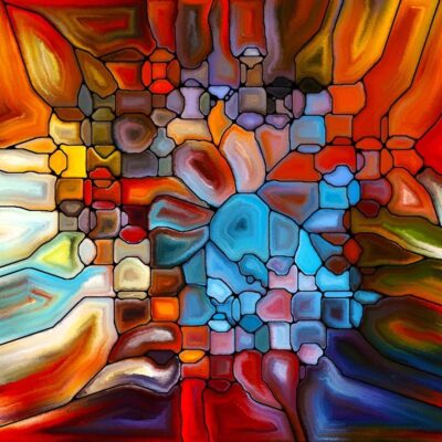 A painting of a stained glass window.