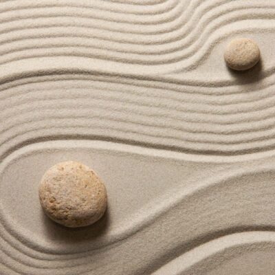 Serene zen garden with stones.
