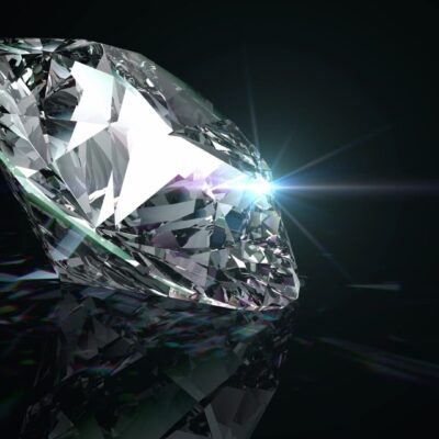 An image of a diamond on a black background.