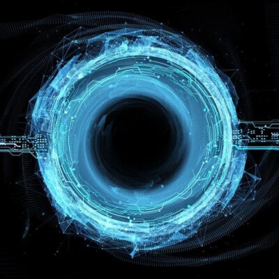 An image of a blue circle on a black background.